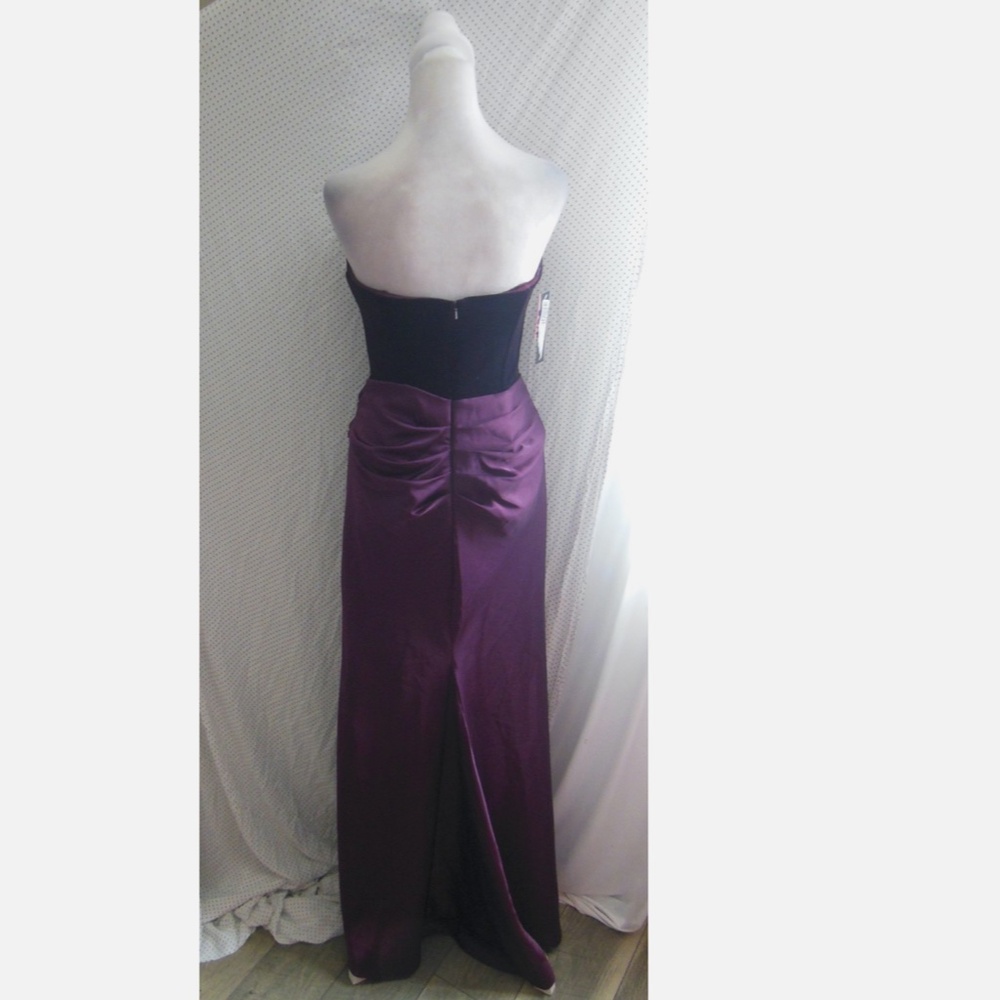 NEW Betsy & Adam PLUM Strapless CORSET Bustier VELVET  & SATIN Draped GOWN 4 - Picture 11 of 13